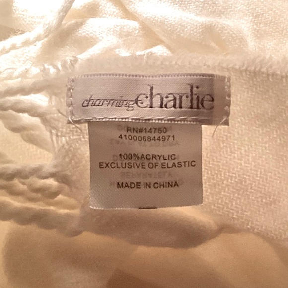 Elegant Ivory Ruffled Scarf with Fringes by Charming Charlie-L 70” x W 13” - Picture 9 of 10